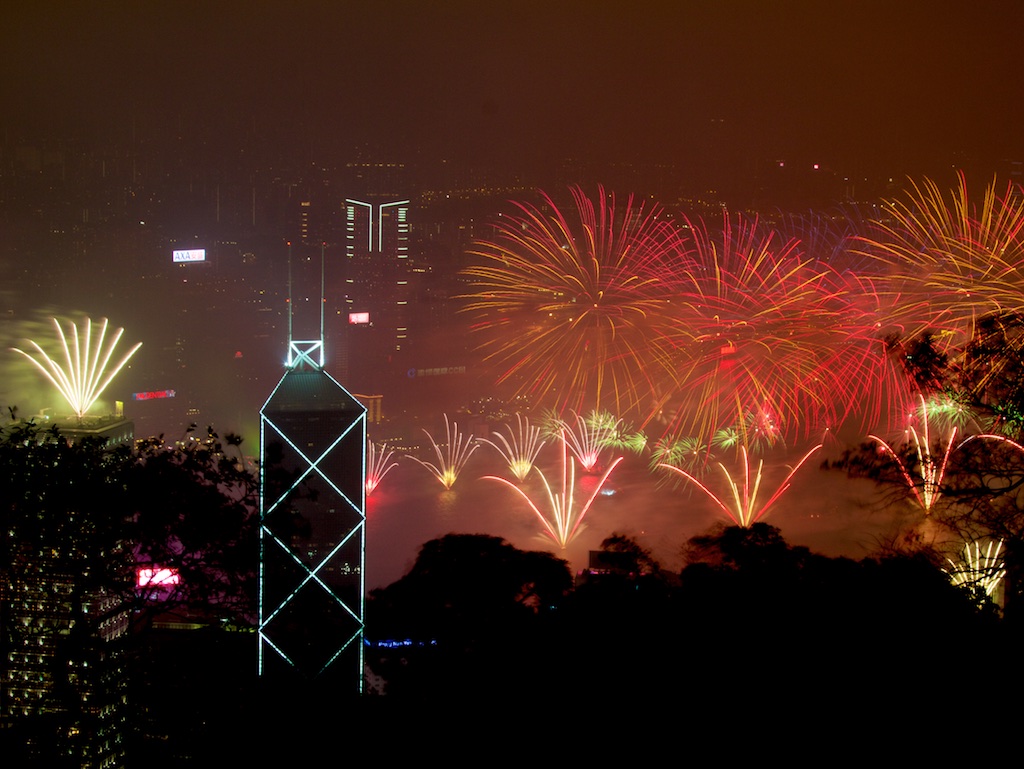 Fogos no Novo em Hong Kong